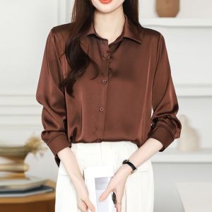 Kemeja Basic Polos Wanita Casual Lengan Panjang Oversize M L XL XXL XXXXL