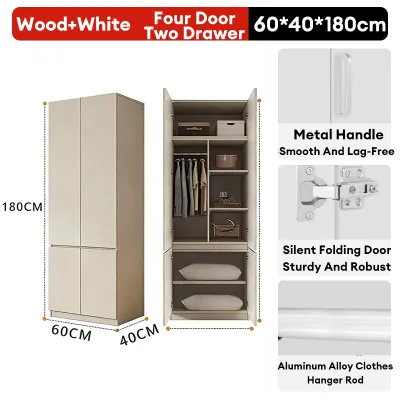 90/120 cm Wardrobe Simple Modern Double Door Solid Wood Wardrobe Suitable Home Bedroom Rental Small Apartment