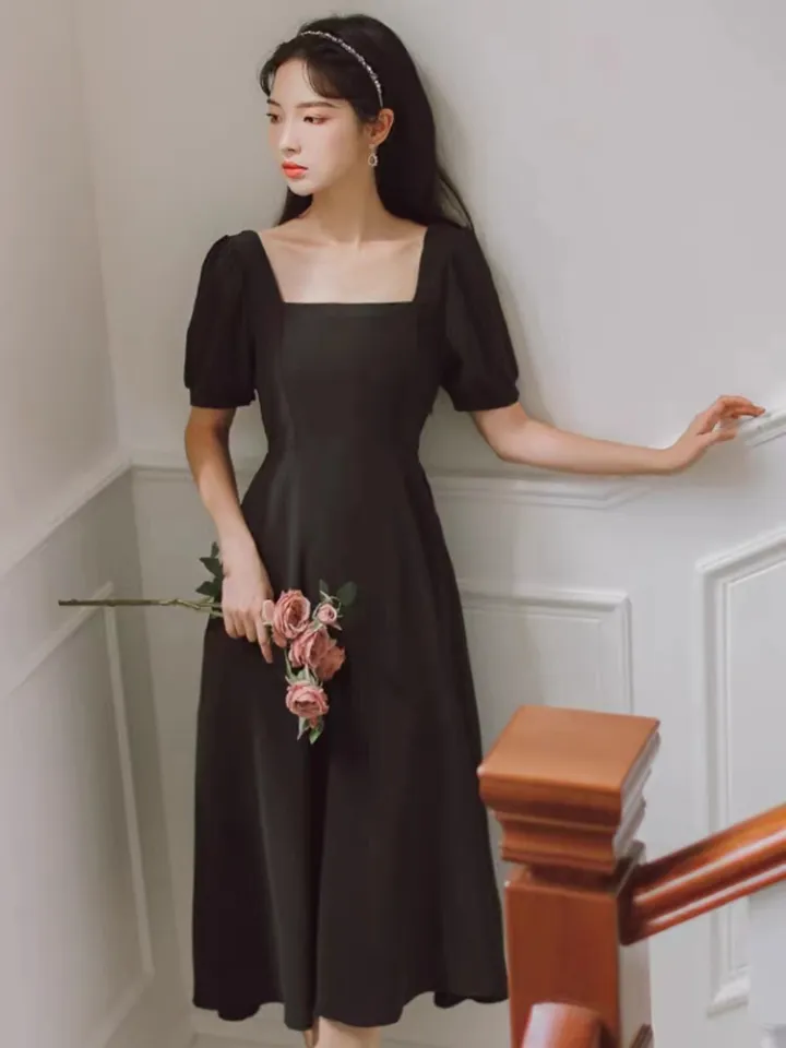 Korean Fashion White Long Dress For Women Wedding Party Square Neck Long  Dress - Lazada | Lazada PH
