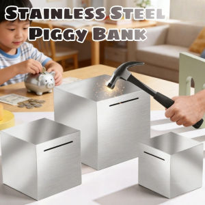 12/15CM Stainless Steel Piggy Bank Unbreakable Fall Resistant Money Saving Box Security Kids Gifts