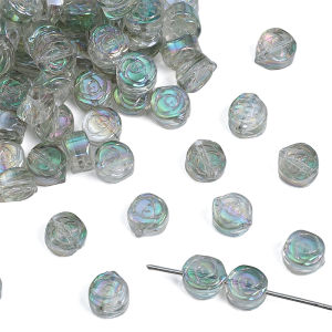 ลูกปัดดอกกุหลาบ6Mm แก้วคริสตัล10ชิ้นลูกปัดเว้นระยะแบบหลวมสำหรับสร้อยข้อมือต่างหูสร้อยคอทำเครื่องประดับแบบทำมือ