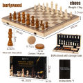 Magnetic wooden chess board set wooden foldable international chess set for travel family activities Two in one chessboard. 