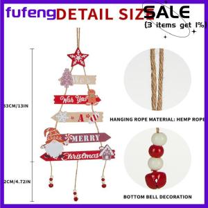 fufeng Colorful Christmas Hanging Pendant Wooden Crafts Xmas Tree Wall Ornament Christmas Party Scene Props Decoration Gift