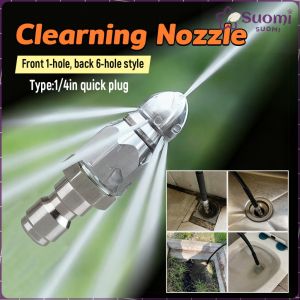 Suomi High Pressure Sprayer Nozzle Clean Sewer Aluminum Pressure Washer Quick Plug Drain Hose Nozzle Tool