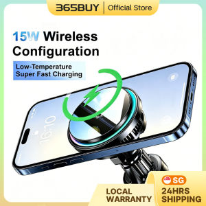 Magnetic Wireless Car Charger Mount with Cooling Fan 15W Strong Magnetic Adsorption 360 Rotation