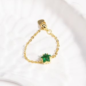 AETHERISY Elegant Star Zircon Rings Exquisite Colored Pull-out Chain Ring Stackable Rings Simple Adjustable Charm Ring Wedding