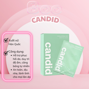 Candid Hyaluronic B5 Water Gel Mask – Mặt nạ dưỡng ẩm chuyên sâu (Hộp 10 miếng)