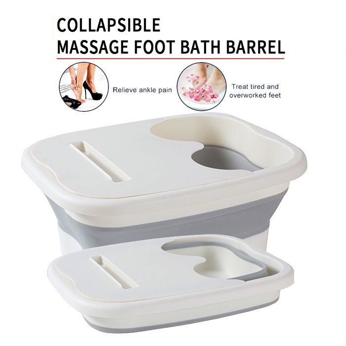 15L Foldable Foot Bath Bucket Foot Massage Wash Basin Without Lid Gray