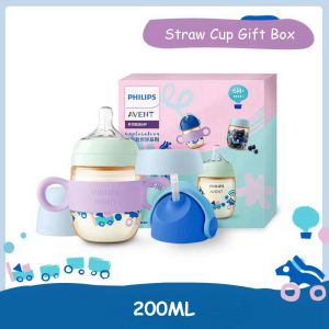 Philips AVENT Sippy Cup For Toddlers Wide Neck PPSU Baby Bottle 200ml Straw Cup Newborn Gift Box SCF786