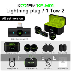 KOORFLY M01/mini Wireless Clip on Mic Microphone Dual Mikrofon Wireless Mikrofon hp Lavalier Microphone wireless Plug & Play Lapel Mic Garansi 3 tahun
