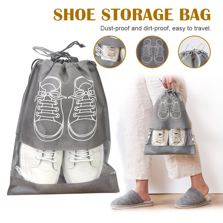 Multi Purpose Shoe Clothes Bag Organizer Storage Bag Travel Storage Bag  Pouch Shoes Dust Cover Non-Woven Fabric Shoe Bag Frosted Drawstring Shoe  Bag