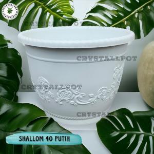 POT BUNGA TANAMAN SHALLOM GLORY  40 PUTIH BAHAN TEBAL - SHALLOM BULAT 40 PUTIH
