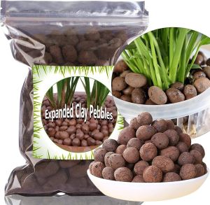 Expanded Clay Pebbles 1 qt 8mm-14mm Clay Balls for Plants Organic Plant Grow Media Porous Stones for Hydroponics Drainage Decoration Aquaponics and Other Gardening Essentials
