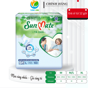 Tã dán người già SUNMATE mềm mại size L 10 miếng vòng hông từ 75cm -110cm (Có ship hỏa tốc HCM)