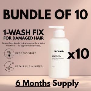 (BUNDLE OF 10) Rehues Keratin Repair Mask - (6 months SUPPLY) Deep Nourishment for Stronger Shinier Hair with Hydrolyzed Keratin Argan Oil & Vitamin E - Salon-Grade Treatment for Damaged Hair