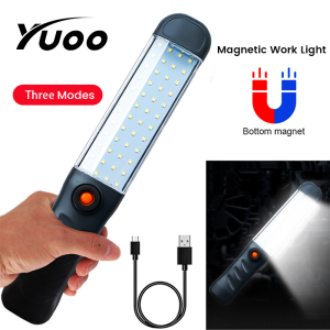 YUOO 48LED Work Light USB Rechargeable Flashlight Hanging Hook Waterproof 3 Modes Inspection Light for Car Repair Household Outdoor