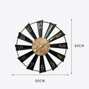 FFBH Vintage Metal Wall Clock Windmill Modelling Hollow Wall Watch Silent Living Room Wall Clocks Creative Home Art Decoration 8K3Q7