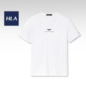 HLA Fortitude Logo Simple and comfortable Printing Fashion Fresh and Comfortable Round Neck Short Sleeve T-Shirt Men