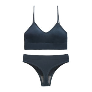 Plus Size Wire-Free Push Up Bra Set Breathable Back Smoothing Full Coverage Bra Low Rise Panties Soft Support Everyday Lingerie for Women