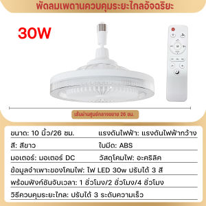 พัดลมเพดานขนาด 26 ซม. ใบพัดลม ABS ปรับความเร็วได้ 3 ระดับ มอเตอร์ DC แบบไร้เสียง โคมไฟอะคริลิก พัดลมอินเวอร์เตอร์ พัดลม LED เหมาะสำหรับห้องนั่งเล่น ห้องรับประทานอาหาร ห้องนอน บ้าน และสถานที่อื่นๆ