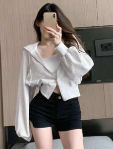 Áo Khoác Hoodie Zip Croptop khóa kéo 2 chiều vải nỉ 2 da thoáng mát phong cách Hàn quốc trẻ trung năng động