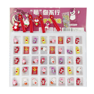 40PCS Sanrio Doll Blind Box Egg Party Strawberry Bear Poke Fun Hole Pendant Childrens Keychain Ornament Gift