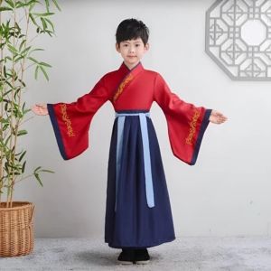 Children's Ancient Costume Hanfu Chinese Classics Suit Girls Boys Chinese Classics Suit Clothing School Ceremony Children's Three-Character Scripture Recitation Costume