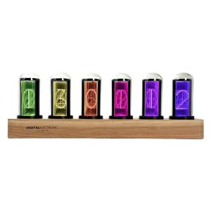 xpkQ LED Digital Clock Simulated Nixie Tube Color‑changing RGB Cyberpunk Alarm Clocks  Tube Light Computer Desktop Ornament 6B2Z9
