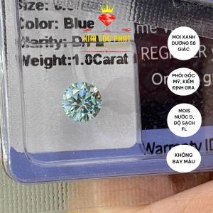 Moissanite Mỹ D/FL màu Blue xanh dương 4li-7li5 kiểm định GRA Kim cương nhân tạo gắn lên nhẫn bông tai loại 58 giác cắt màu Blu đẹp Đá moissannite phôi gốc không bay màu sang trọng và đẳng cấp  - KIM LỘC PHÁT MBL58G