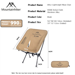 Mountainhiker Aluminum Alloy Moon Chair Ultra Light Low Back Foldable Portable Camping Chair Heavy Duty For Fishing Beach Picnic Outdoor Travel