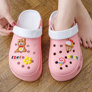 Sục y tá đế dày Dép cross siêu nhẹ chống trượt đi mưa chống trơn tặng kèm Jibbitz - SL063 - Tím