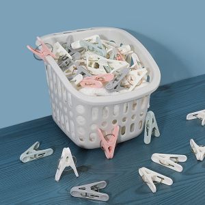 50pcs Clothespins With Storage Basket Home Travel Laundry Clothing Clips Quilt Towel Clothes Pegs For Clothesline Hanger