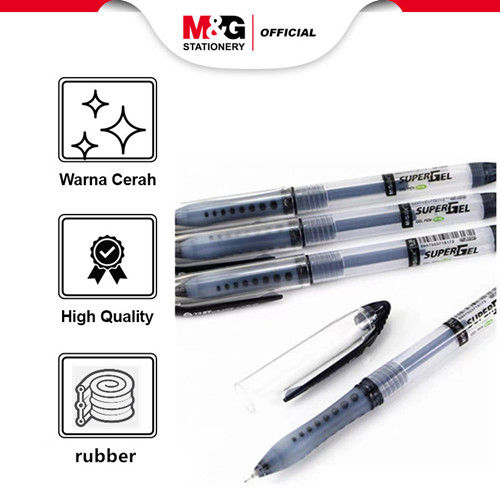 M&G Stick Gel Pulpen rubber Pen Pena Tinta Hitam refill