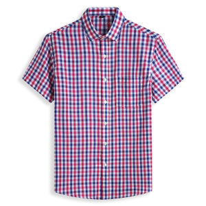 60-175KG Men Plus Size Checkered Short Sleeve Chest Pocket Buttons Tops Man Casual Loose Large Big Oversized Cotton Shirt
