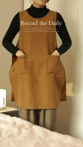 Adjustable Long Apron For Complete Protections Waterproof Design Easy To Clean Fabric Ideal For Kitchen Work Gardening And Creative Tasks