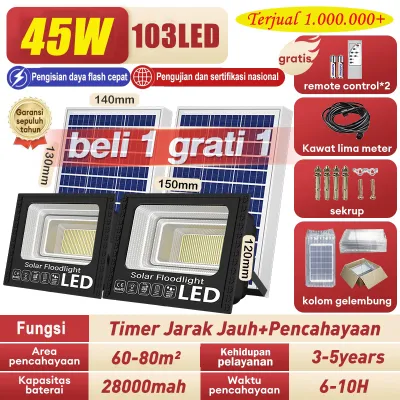 【beli 1 grati 1】lampu tenaga surya solar sorot tahan air IP67 outdoor led matahari panel surya