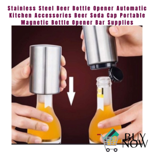 Stainless Steel Beer Bottle Opener Automatic Kitchen Accessories Beer Soda Cap Portable Magnetic Bottle Openers upplies