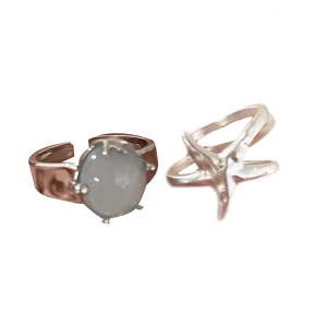 Trendy Open Band Rings Pair Unique Marine Life Designs Comfortable Wear Alloy Portable for Beach Vacation Outfits