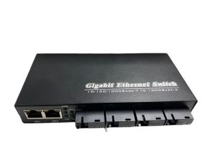 Gigabit Fiber Optical Switch 4 SC 3 RJ45 Gigabit Ethernet Switch (2A 2B) with 5V2A power supply
