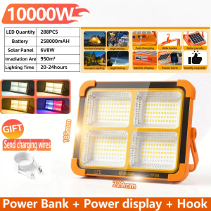New Solar Emergency Lights Rechargeable Solar Flashlight LED Flood CampingLight Outdoor Waterproof