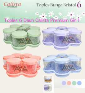 Toples Calista 6 Daun + Nampan Set 6in 1 Premium/Tempat kue kering lebaran/Toples Viral