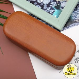 MaxPlus Portable Glasses Case Hard Wooden Grain Spectacle Frame Box Reading Glasses Holder Case