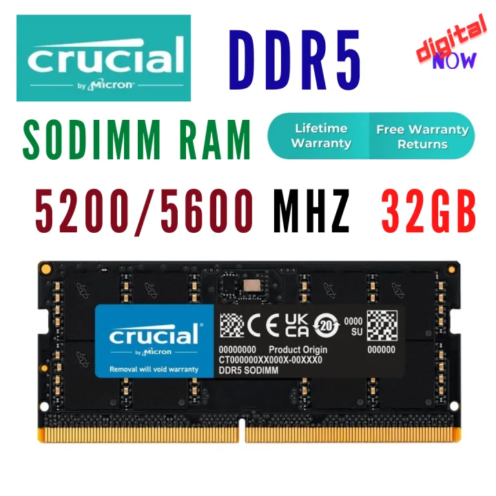 Crucial DDR5 SODIMM RAM For Laptop 8GB/16GB/32GB 4800MHz 5200MHz 5600MHz DDR4 3200MHz Laptop RAM Notebook RAM Memory RAM