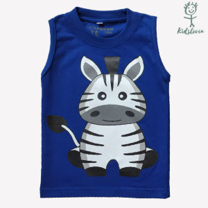 Kaos Kutung / Singlet Anak Bahan Katun untuk Anak Usia 1-6 Tahun Warna Biru Motif Zebra