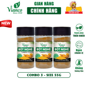 Combo 3 hủ bột nghệ Vianco hủ 55g lên màu đẹp gia vị tự nhiên nguyên chất 100% Gia Vị Việt Ấn