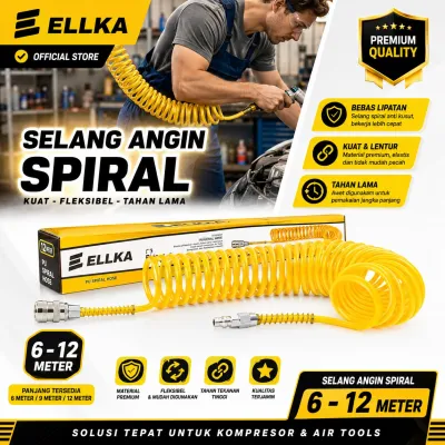 PROMO TEKIRO - Selang Kompresor Angin Recoil Hose 6m 9m 12mtr 15meter 150PSI Selang Per Selang Spiral ELLKA Japan Technology Original