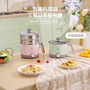 19LY Multifunctional Non-Stick Knob Student Dormitory Household Electric Chafing Dish Mini Steamer Single Double Electric Caldron