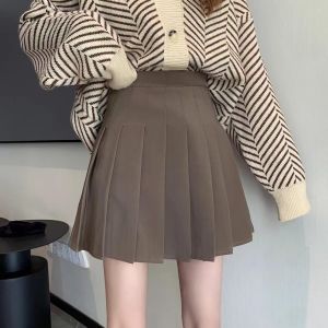 Black pleated skirt female  spring and autumn small jk short skirt gray high waist a-line skirt #800