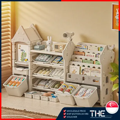 The Furniture Childrens Storage Rack Large Capacity Baby Toy Bookshelf With Drawer Sturdy Organizer Kid - Friendly Space Saving