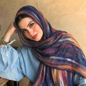 GINKG Crinkle Texture Ombre Headscarf Fringed Tie Dye Head Wrap Chic Lightweight Hijab Scarf Women
